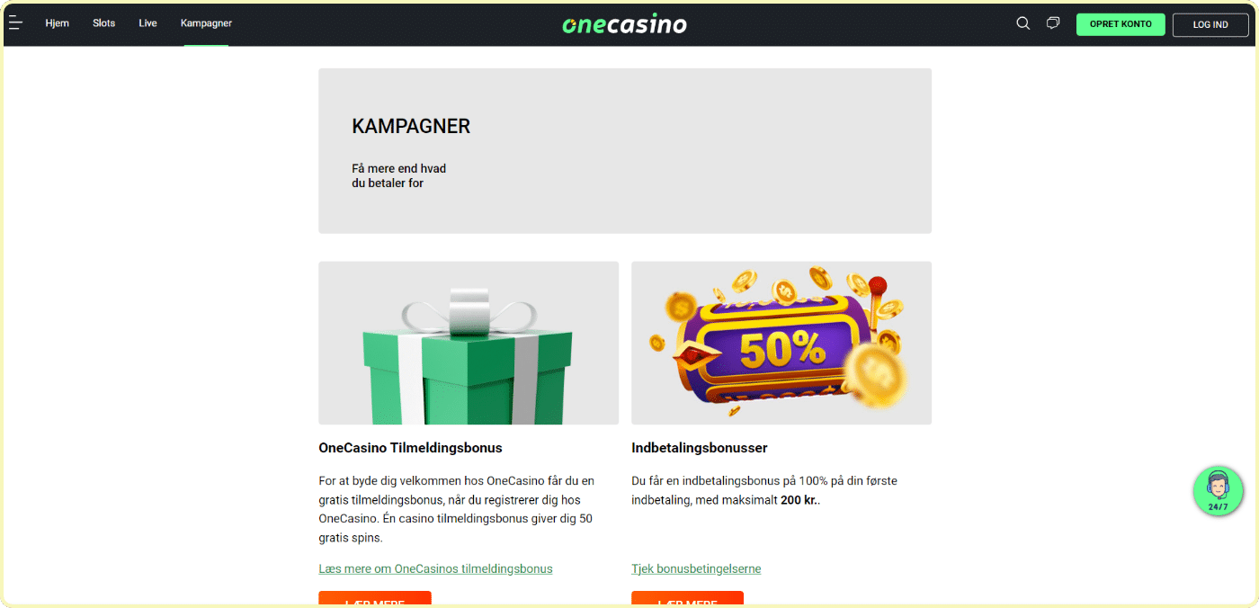 OneCasino kampagner